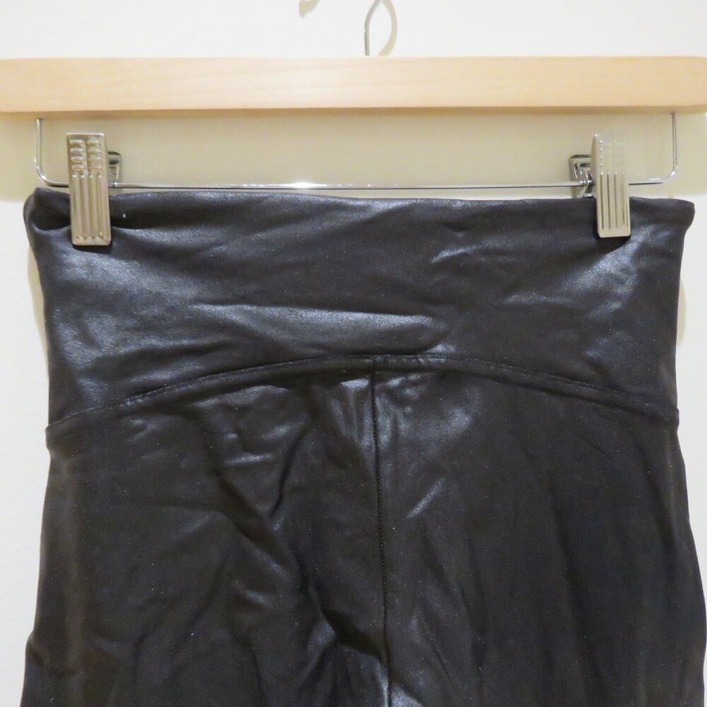 SPANX Faux Leather Moto Leggings in Black - Size Medium Mob Wives Glam Vamp - Picture 12 of 14